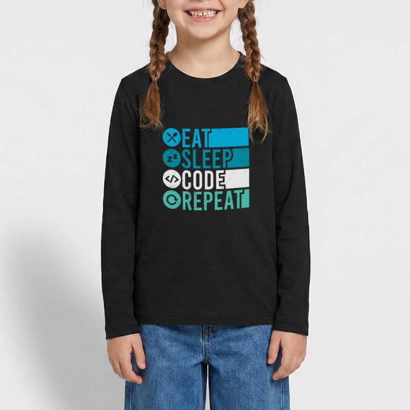 Eat Sleep Code Repeat Programmierer Software Teenager Premium Bio Langarmshirt
