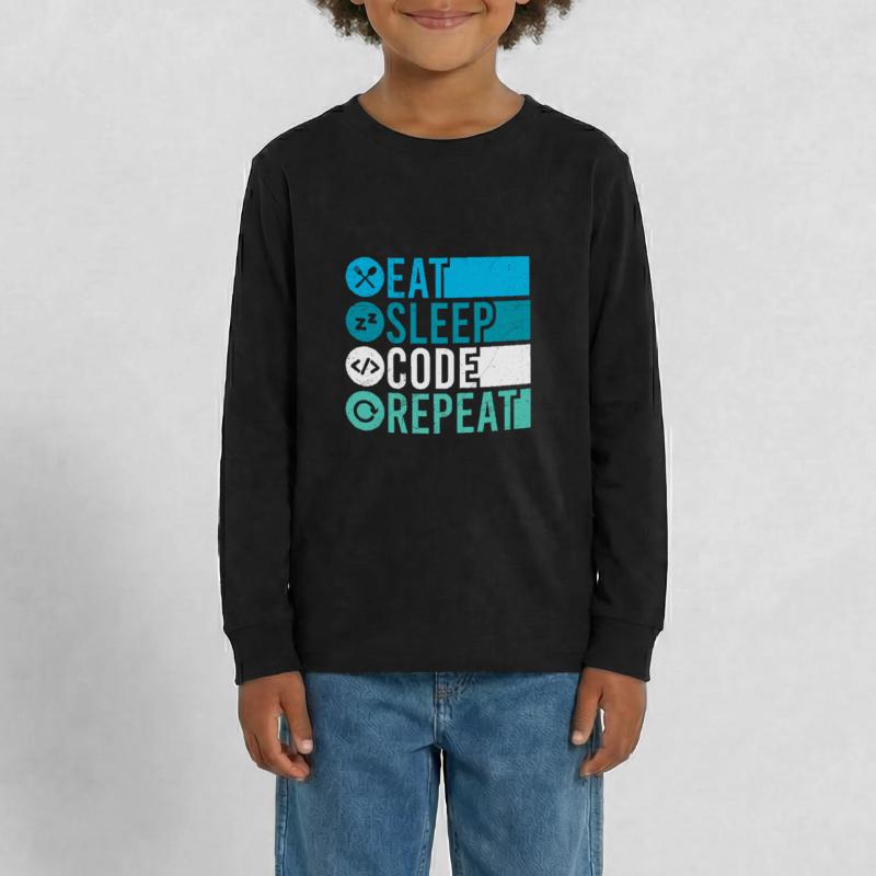Eat Sleep Code Repeat Programmierer Software Teenager Premium Bio Langarmshirt