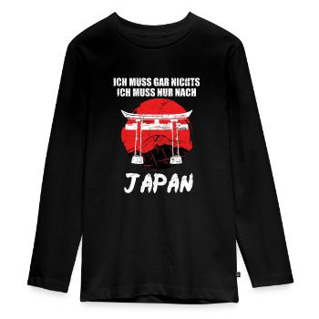 Ich muss gar nichts ich muss nur nach Japan - Teenager Premium Bio Langarmshirt - Schwarz - Vorne - AI Model Kid Female (0cm)