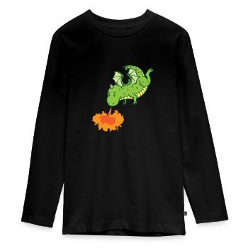Dragon crache du feu Créatures mythiques Conte de fées - T-shirt manches longues Premium Ado - noir - Devant - AI Model Kid Female (0cm)