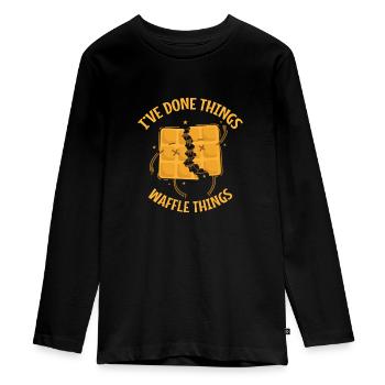 I've done Things Waffle Things Snack Gebäck - Teenager Premium Bio Langarmshirt - Schwarz - Vorne - AI Model Kid Female (0cm)
