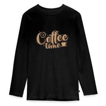 Pause café - T-shirt manches longues Premium Ado - noir - Devant - AI Model Kid Female (0cm)