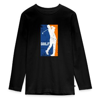 Golf Abschlag Eisen Trendsport Abschlag Golfball - Teenager Premium Bio Langarmshirt - Schwarz - Vorne - AI Model Kid Female (0cm)