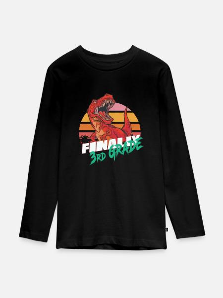 Endlich 3. Klasse, Zweitklässler - T-REX - Teenager Premium Bio Langarmshirt - Schwarz