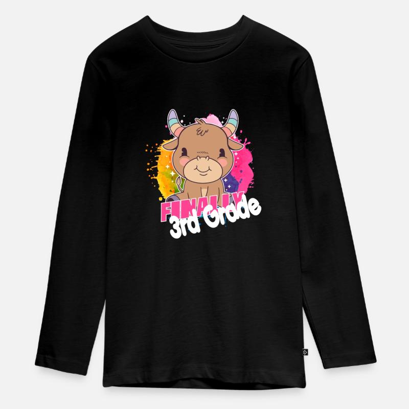 Finally 3rd Grade, Second Grader - Teenager Premium Organic Long Sleeve Shirt - black