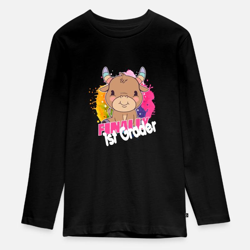 Endlich 1. Klasse, Erstklässler - Teenager Premium Bio Langarmshirt - Schwarz