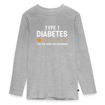 Examen 1 étoile Mauvais diabète de type 1 - T-shirt manches longues Premium Ado - gris chiné - Devant