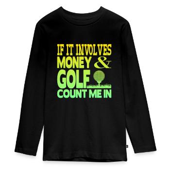 Argent et golf - T-shirt manches longues Premium Ado - noir - Devant - AI Model Kid Female (0cm)