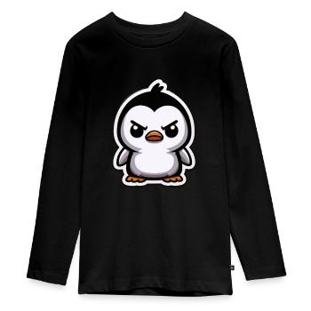 Drôle de pingouins pingouin en colère - T-shirt manches longues Premium Ado - noir - Devant - AI Model Kid Female (0cm)