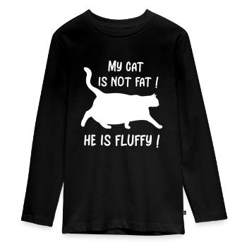 My cat is not fat! He is fluffy! - Teenager Premium Organic Long Sleeve Shirt - black - Front - AI Model Kid Female (0cm)