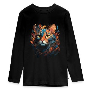 Bengal Cat - Teenager Premium Organic Long Sleeve Shirt - black - Front - AI Model Kid Female (0cm)