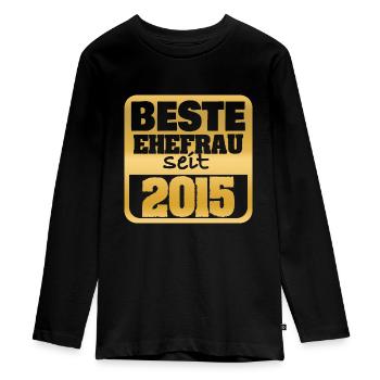 2015 - Teenager Premium Organic Long Sleeve Shirt - black - Front - AI Model Kid Female (0cm)
