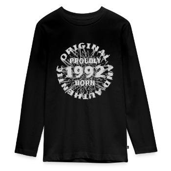 Arbeit 1992 - Teenager Premium Bio Langarmshirt - Schwarz - Vorne - AI Model Kid Female (0cm)