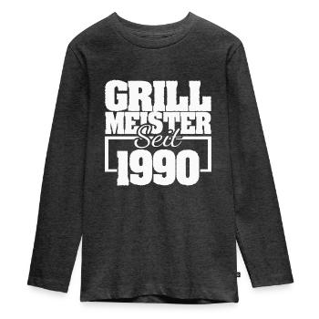 1990 - T-shirt manches longues Premium Ado - anthracite chiné - Devant - AI Model Kid Female (0cm)