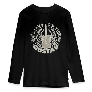 Gitarre Gustav - Teenager Premium Bio Langarmshirt - Schwarz - Vorne - AI Model Kid Female (0cm)