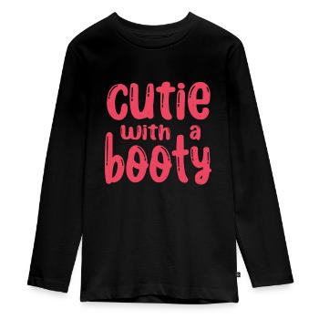 Cutie with a Booty - Gym Lover - Teenager Premium Bio Langarmshirt - Schwarz - Vorne - AI Model Kid Female (0cm)