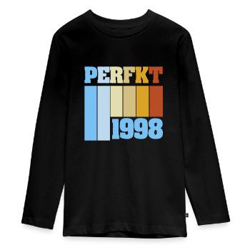 1998 - Teenager Premium Organic Long Sleeve Shirt - black - Front - AI Model Kid Female (0cm)