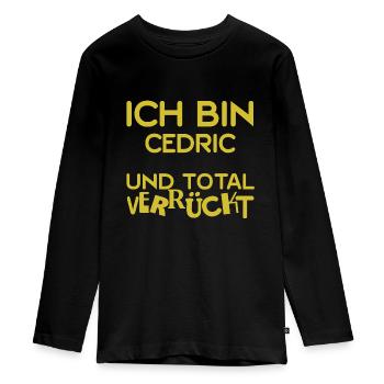 Cedric als Cedric - Teenager Premium Bio Langarmshirt - Schwarz - Vorne - AI Model Kid Female (0cm)