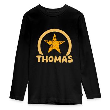 Thomas - T-shirt manches longues Premium Ado - noir - Devant - AI Model Kid Female (0cm)