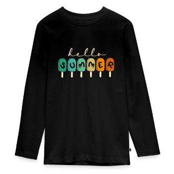 Hello Summer Vibes - Teenager Premium Bio Langarmshirt - Schwarz - Vorne - AI Model Kid Female (0cm)
