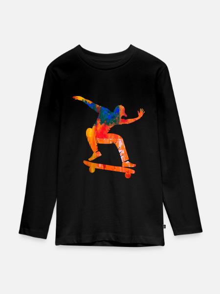 Skateboard - Teenager Premium Bio Langarmshirt - Schwarz
