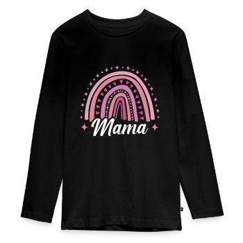 MAMA - Teenager Premium Bio Langarmshirt - Schwarz - Vorne - AI Model Kid Female (0cm)