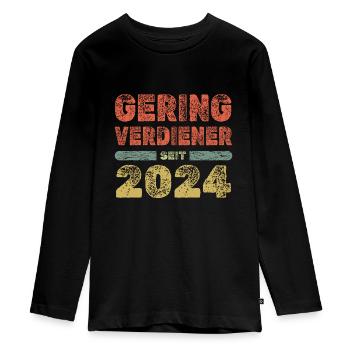 2024 - Teenager Premium Bio Langarmshirt - Schwarz - Vorne - AI Model Kid Female (0cm)