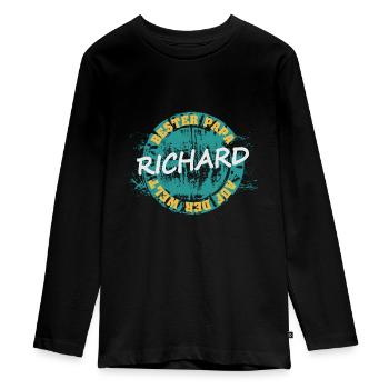 Vatertag Richard - Teenager Premium Bio Langarmshirt - Schwarz - Vorne - AI Model Kid Female (0cm)
