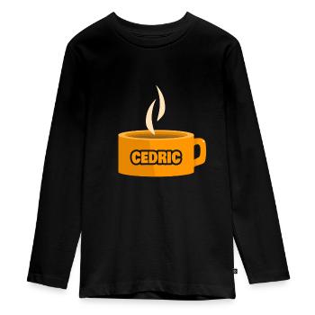 Cedric als Teetasse - Teenager Premium Bio Langarmshirt - Schwarz - Vorne - AI Model Kid Female (0cm)