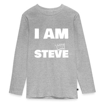 König Steve Name - Teenager Premium Bio Langarmshirt - Grau meliert - Vorne