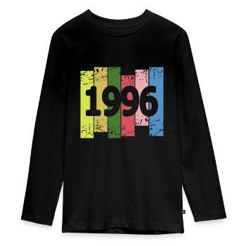 1996 - Teenager Premium Bio Langarmshirt - Schwarz - Vorne - AI Model Kid Female (0cm)