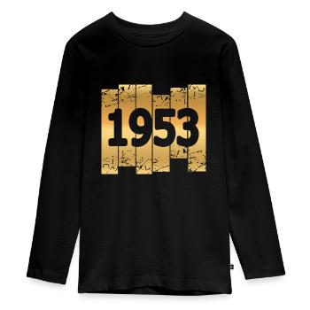 Gold Tone 1953 - Teenager Premium Organic Long Sleeve Shirt - black - Front - AI Model Kid Female (0cm)