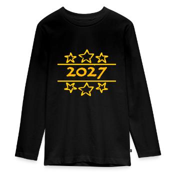 2027 - Teenager Premium Organic Long Sleeve Shirt - black - Front - AI Model Kid Female (0cm)