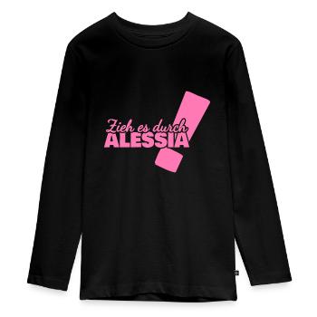 Prénom Alessia - T-shirt manches longues Premium Ado - noir - Devant - AI Model Kid Female (0cm)