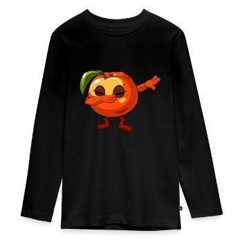 Dabbing Peach - Teenager Premium Organic Long Sleeve Shirt - black - Front - AI Model Kid Female (0cm)