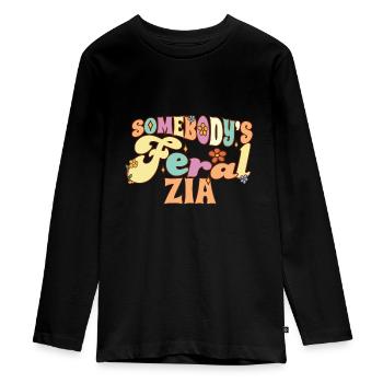 Somebody's Feral Zia Italian Aunt Funny Family - Teenager Premium Bio Langarmshirt - Schwarz - Vorne - AI Model Kid Female (0cm)