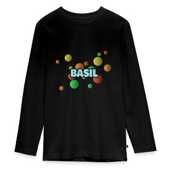 Geschenk für Basil - Teenager Premium Bio Langarmshirt - Schwarz - Vorne - AI Model Kid Female (0cm)