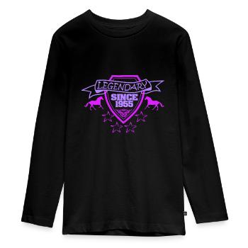 1955 - Teenager Premium Organic Long Sleeve Shirt - black - Front - AI Model Kid Female (0cm)