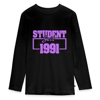 1991 - Teenager Premium Bio Langarmshirt - Schwarz - Vorne - AI Model Kid Female (0cm)