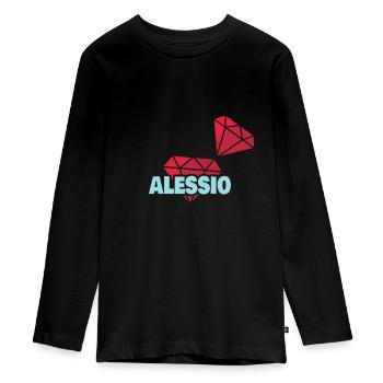 Alessio als Kostbar - Teenager Premium Bio Langarmshirt - Schwarz - Vorne - AI Model Kid Female (0cm)