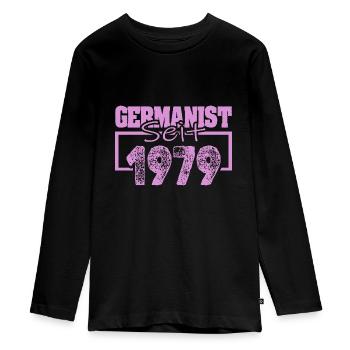 Germanist 1979 - Teenager Premium Organic Long Sleeve Shirt - black - Front - AI Model Kid Female (0cm)