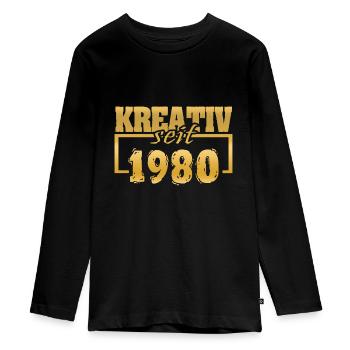 Webdesigner 1980 - Teenager Premium Bio Langarmshirt - Schwarz - Vorne - AI Model Kid Female (0cm)