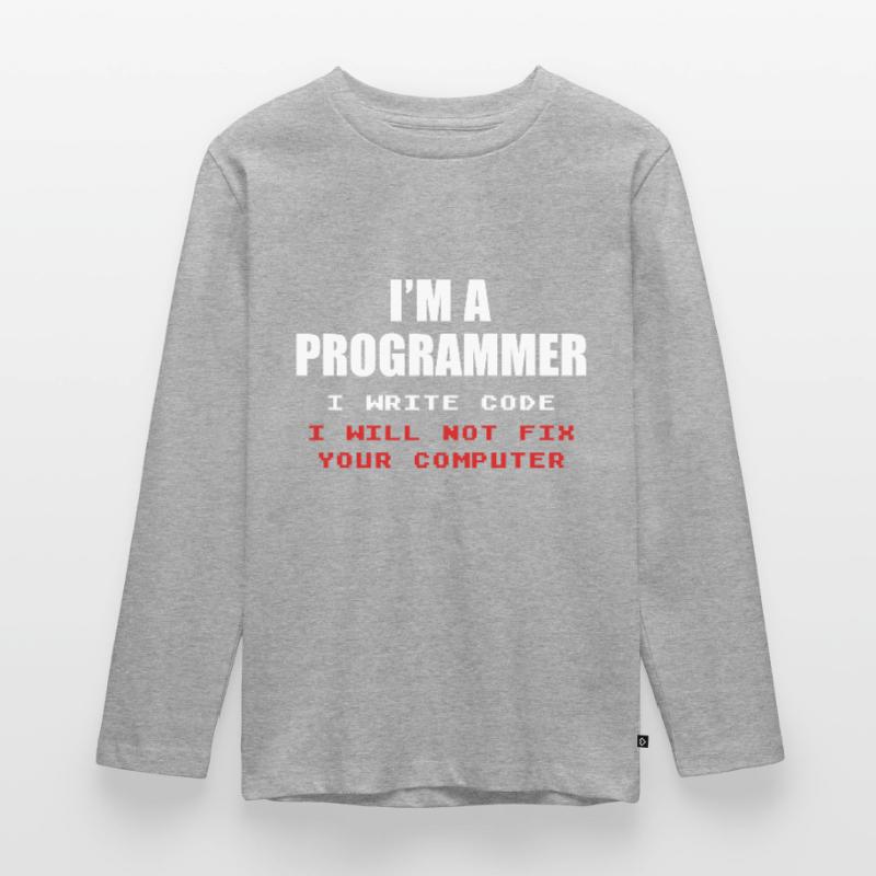 Programmer Geek Computer Programming Coder L Teenager Premium Organic Long Sleeve Shirt