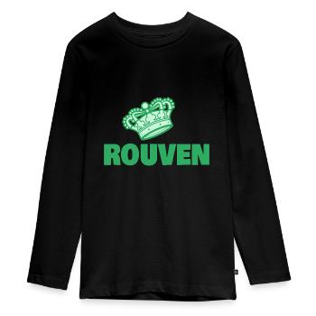 Rouven as a first name - Teenager Premium Organic Long Sleeve Shirt - black - Front - AI Model Kid Female (0cm)