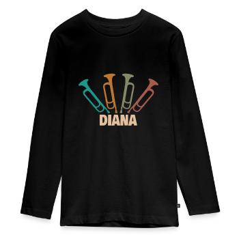 Cadeau pour Diana - T-shirt manches longues Premium Ado - noir - Devant - AI Model Kid Female (0cm)