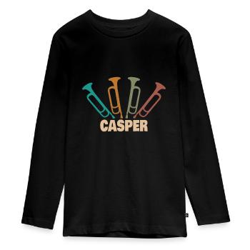Vorname Casper - Teenager Premium Bio Langarmshirt - Schwarz - Vorne - AI Model Kid Female (0cm)