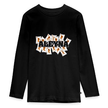 Aleyna als Vegas - Teenager Premium Bio Langarmshirt - Schwarz - Vorne - AI Model Kid Female (0cm)