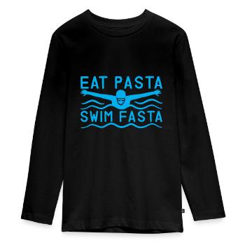 Eat Pasta Swim Fasta 5 - Teenager Premium Bio Langarmshirt - Schwarz - Vorne - AI Model Kid Female (0cm)