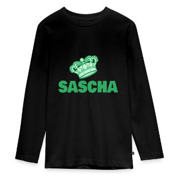 Sascha as a first name - Teenager Premium Organic Long Sleeve Shirt - black - Front - AI Model Kid Female (0cm)