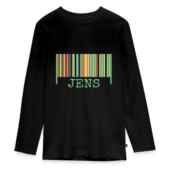 Code à barres Jens - T-shirt manches longues Premium Ado - noir - Devant - AI Model Kid Female (0cm)